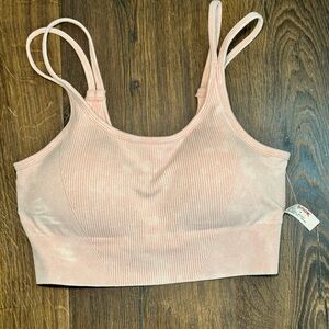 Yogalicious Ribbed Double-Strap Light Pink Sports Bralette